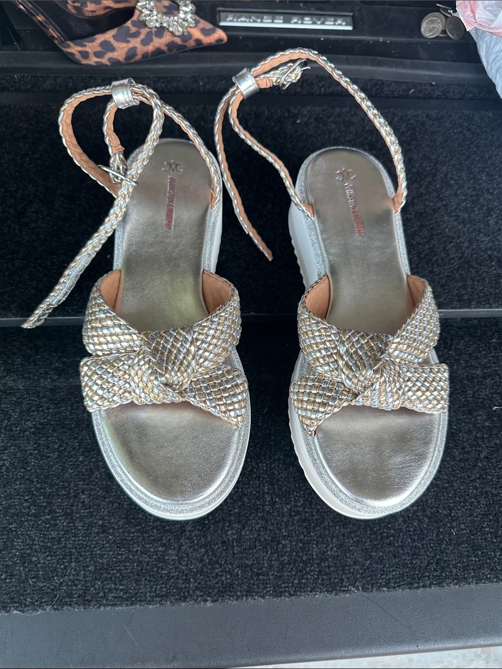Johnston & Murphy Braided Knot Slingback Sandals - Silver